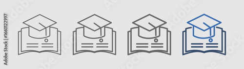 
outline icon set education with book and toga design