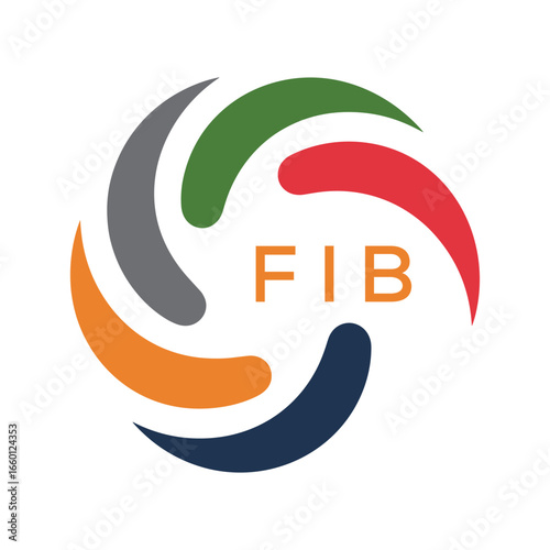 FIB Colorful Abstract Logo – Corporate, Business, Teamwork and Community Symbol. FIB Letter Logo.
