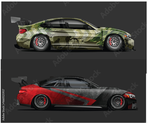 Two Custom Sports Cars with Unique Paint Jobs and Racing Modifications