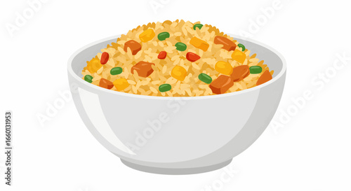 Delicious Fried Rice in a White Bowl - A Classic and Flavorful Dish