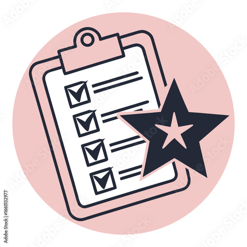 Checklist with a star icon representing a completed task or top priority