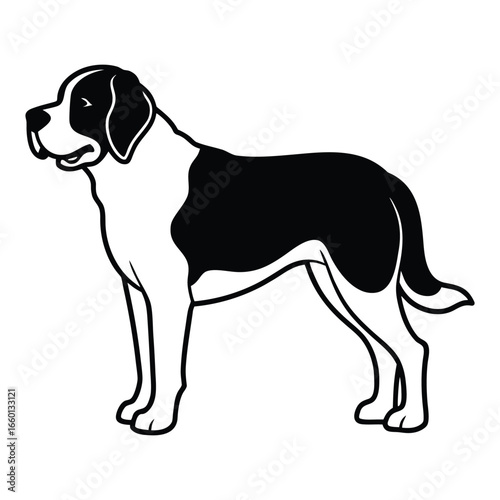 Sleek black saint bernard illustration a detailed vector artwork of a majestic dog breed perfect for various design applications