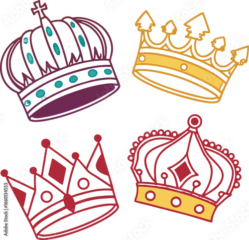 Royal crown icon set featuring twenty distinct royal crown designs for various applications