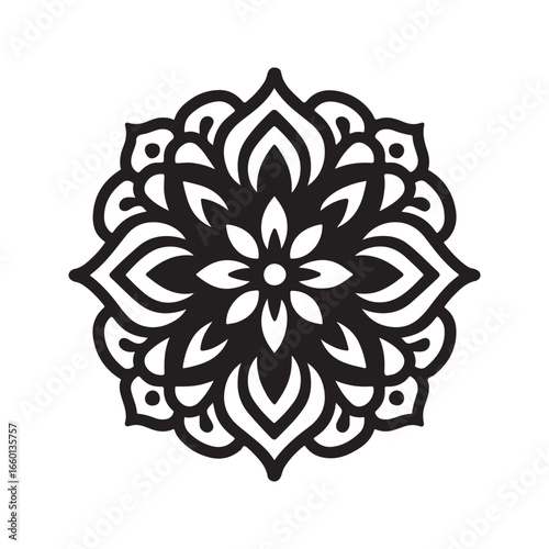 Ornamental Mandala Design Vector – Black Floral Symmetry Art