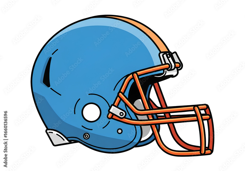 Fototapeta premium Blue and Orange Football Helmet Cartoon Vector Icon