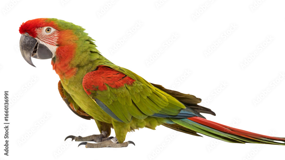 Obraz premium Extinct bird red-fronted macaw isolated on transparent background
