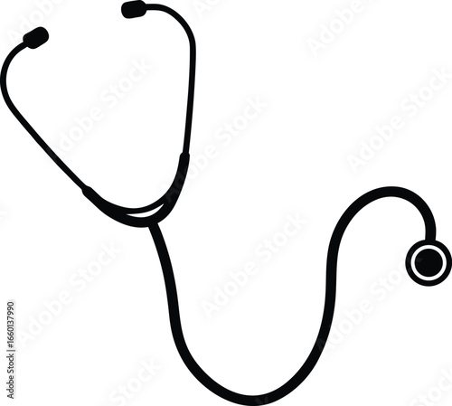 Doctor stethoscope black and white 2d cartoon object medicine instrument