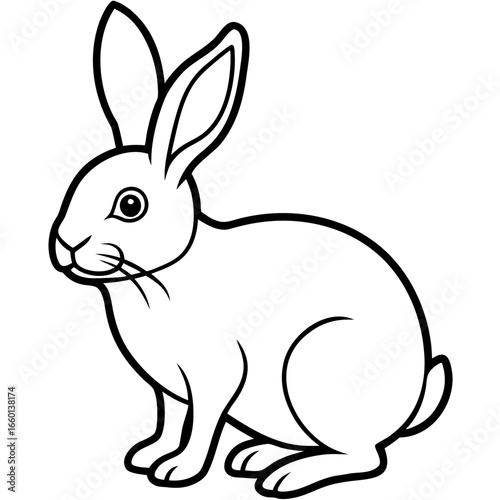 Simple outline drawing of a sitting rabbit