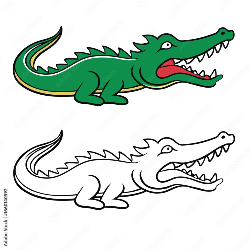 Fototapeta premium A fun Lacoste crocodile coloring page featuring the iconic logo, perfect for adding your own colors and creativity to the famous sporty crocodile design. 