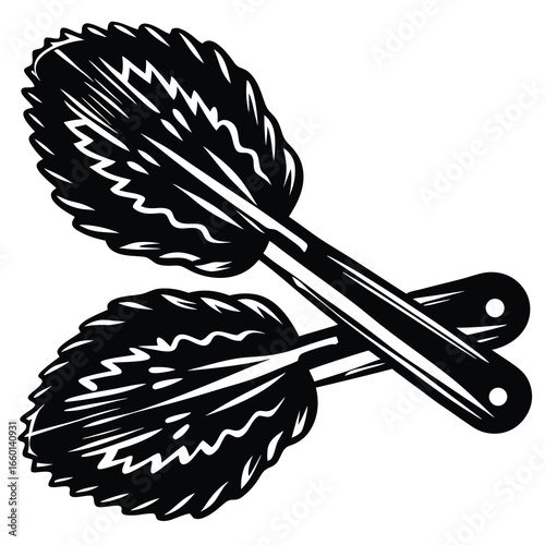 Two black and white bath brooms laying on top of each other image
