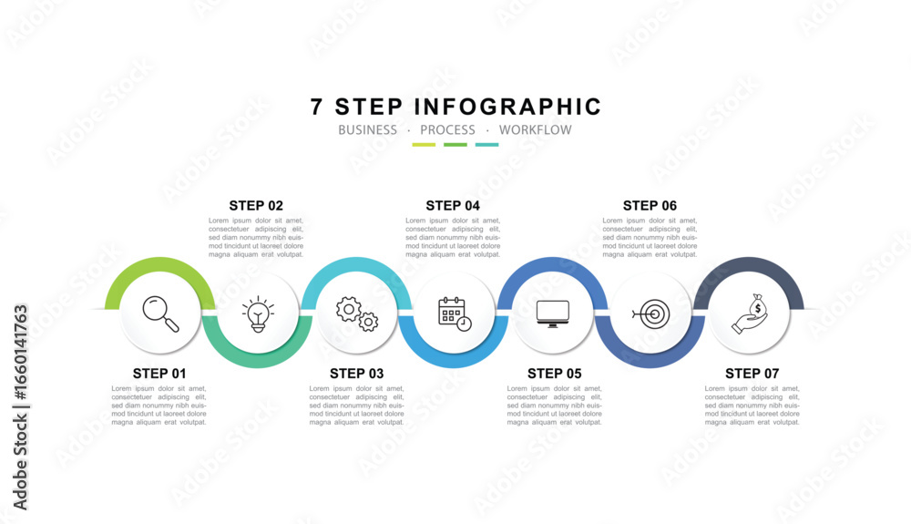 Fototapeta premium Modern Circular Round Infographic Design Template with 7 options. for your business data. Vector Illustration