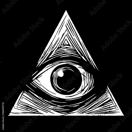 One-eyed triangle sketch silhouette