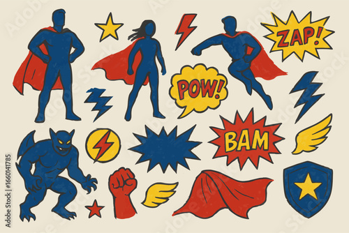 Superhero Comic Elements Illustration