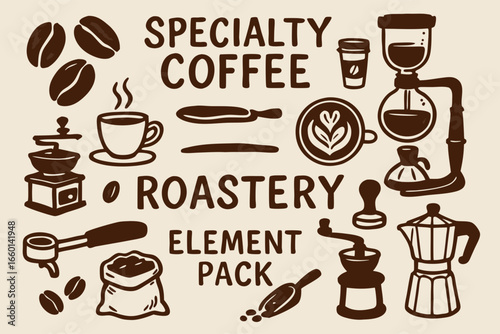Specialty Coffee Roastery Element Pack Illustration