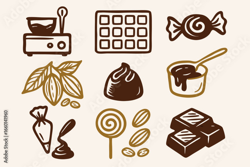 Chocolate Making Icons Illustration