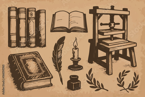 Vintage Writing Set Illustration
