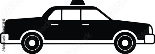 Taxi car icon in flat style vector illustration 
