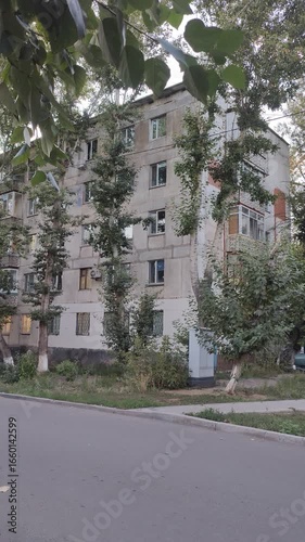 old soviet shabby panel apartment building, eastern Europe and soviet union architecture