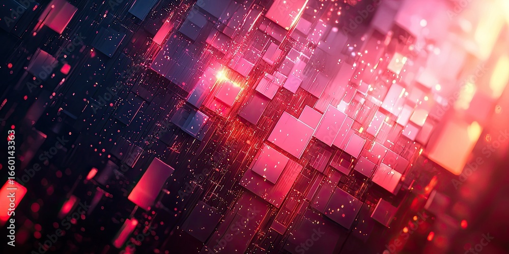 Obraz premium This abstract scene incorporates dynamic and interactive elements into digital backgrounds, using abstract shapes and glowing effects for an immersive visual experience.
