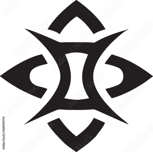 Modern Tribal Tattoo Vector — Black Silhouette, White Background