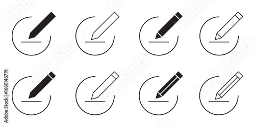 Edit pen icon set. pencil icon symbol, create modify pen sign button. writing, drawing, editing icons. eps 10
