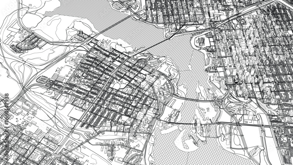 Naklejka premium Detailed Urban Map Illustration