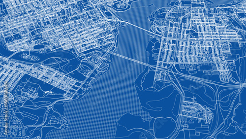 Detailed City Blueprint Map
