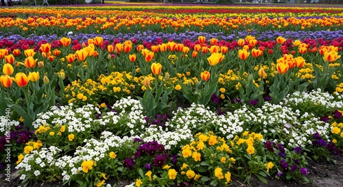 Un alboroto de colores: un colorido tapiz del jardín de primavera.