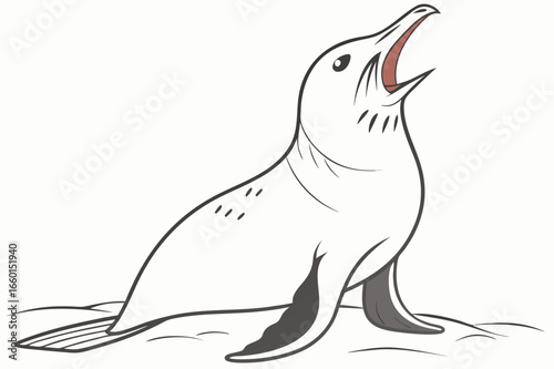  Loud Seal or Sea Lion Howling - Vector Illustration