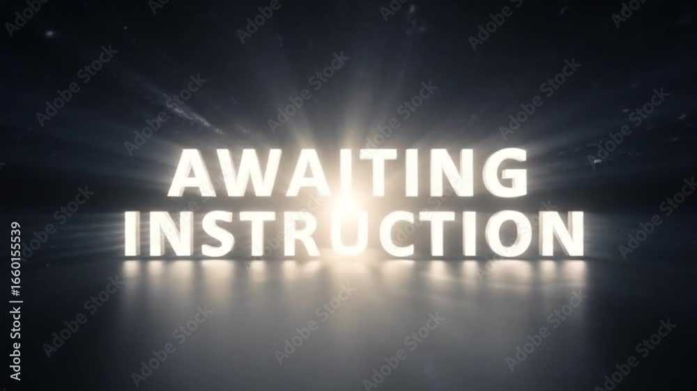 Awaiting Instruction - Illuminated Text on Dark Background Stock Video ...