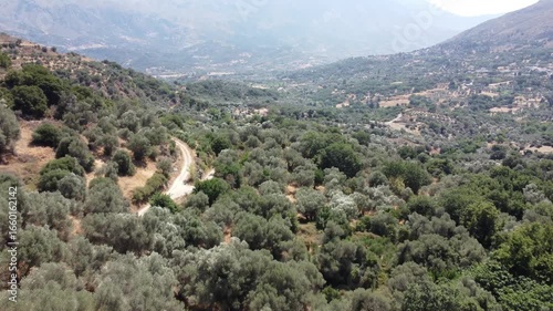 Drone flight moving over the Amari Valley in summer