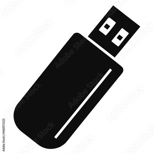 Simple black usb flash drive icon