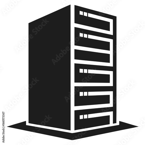 Modern server rack building icon