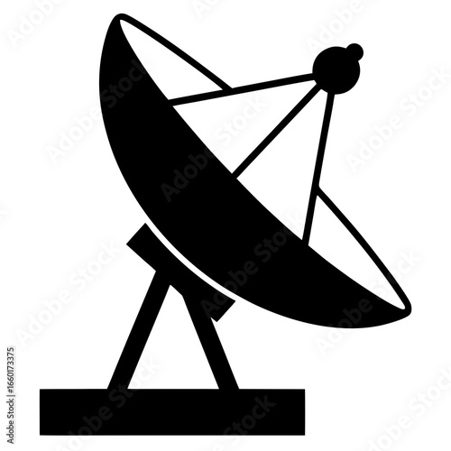 Black silhouette of a satellite dish antenna