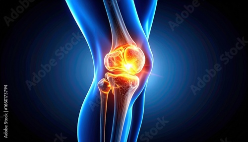 Create a surreal painting inspired by the glowing energy of a knee joint, symbolizing strength and vulnerability.
