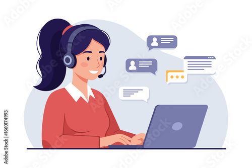Wallpaper Mural Customer Support Call Center Illustration with Headset. Torontodigital.ca