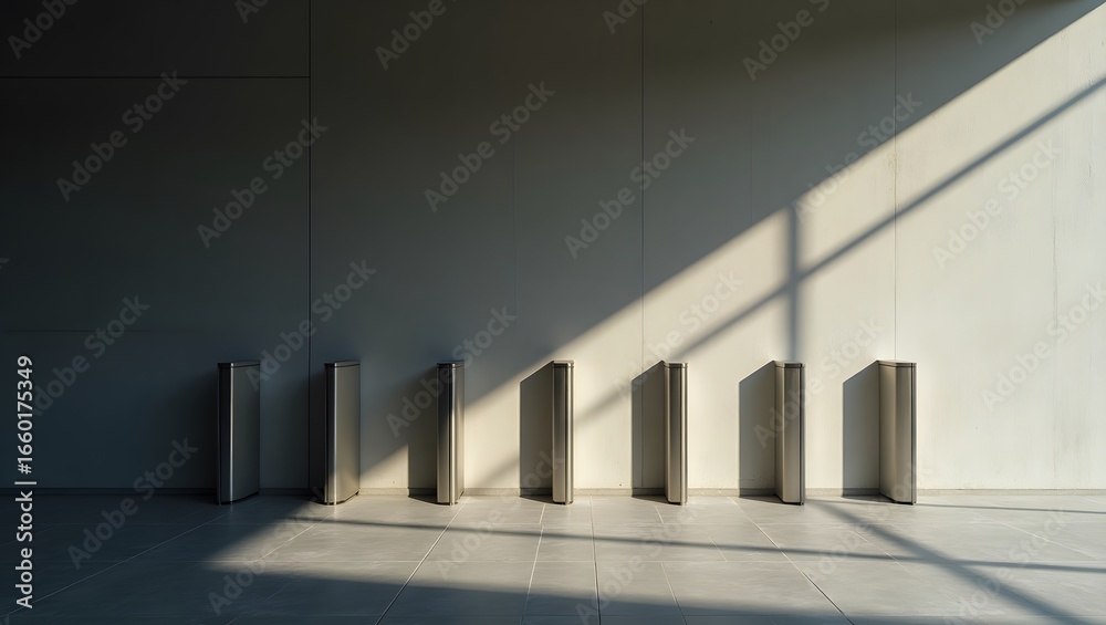 Obraz premium Minimalist Concrete Blocks: Architectural Sunlight Photo