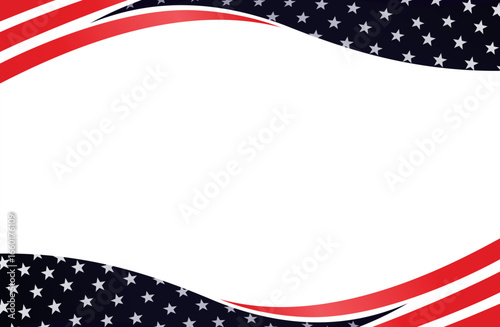 USA flag abstract patriotic border template background vector design with copy space for business presentation slide, 4th of July, Veterans day, Memorial day, Labor day, Holiday, Social Media, Sale