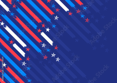 Modern USA stars and stripes patriotic abstract background, Dark blue color distressed American flag pattern template border for Holidays, Christmas, 4th of July, Business, Social Media, Sale, Ads
