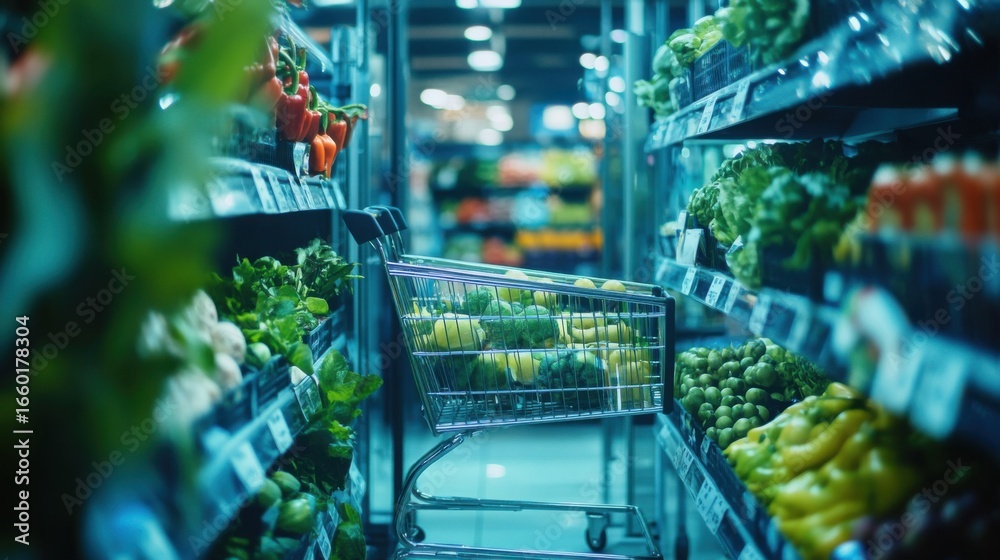 Naklejka premium Grocery Shopping Fresh Produce Aisle.