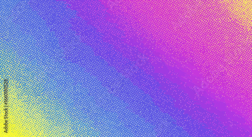 Halftone gradient background with vibrant yellow, blue, purple and pink colors