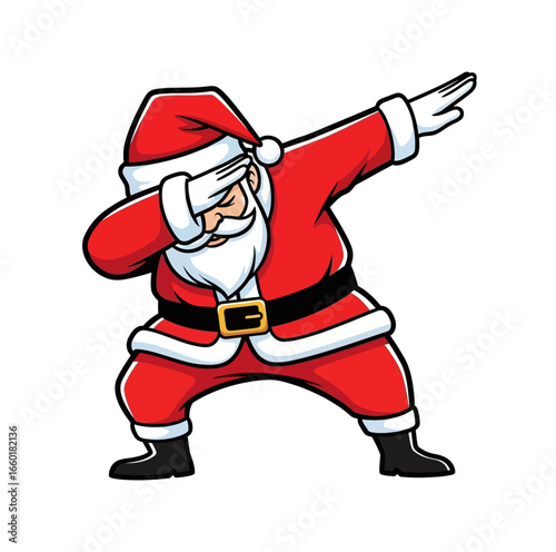 Santa Claus dabbing a festive gesture for Christmas cards, social media, and holiday promotions