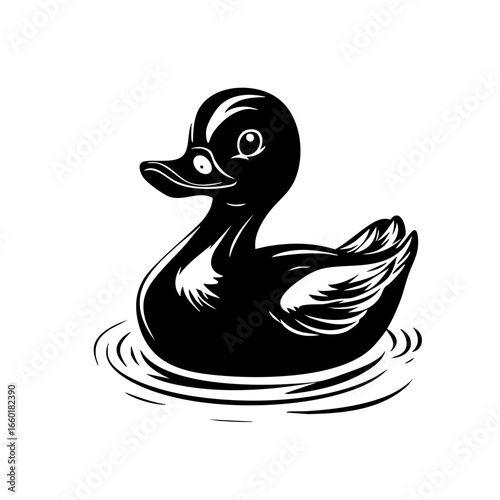 Duck swimming gracefully on the water surface with ripples surrounding its body