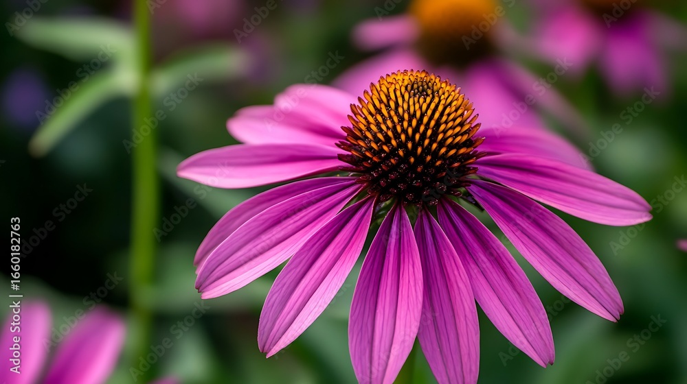 Obraz premium Vibrant purple coneflower in bloom with detailed center