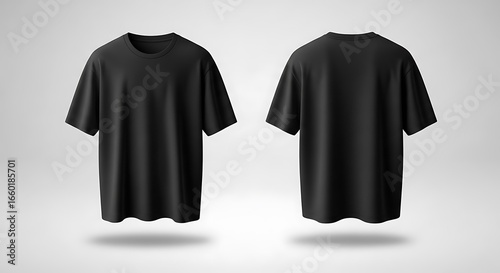 Stylish black t-shirt mockup front and back view for apparel design showcase