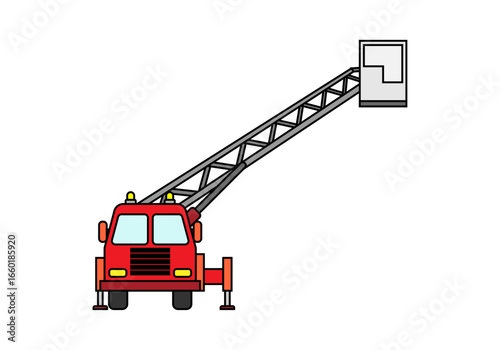 Camión de bomberos alzando grúa