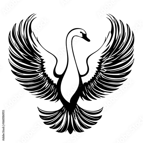 Elegant swan with outstretched wings exemplifying grace and beauty in nature