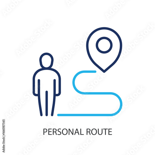 Personal route thin line vector icons.