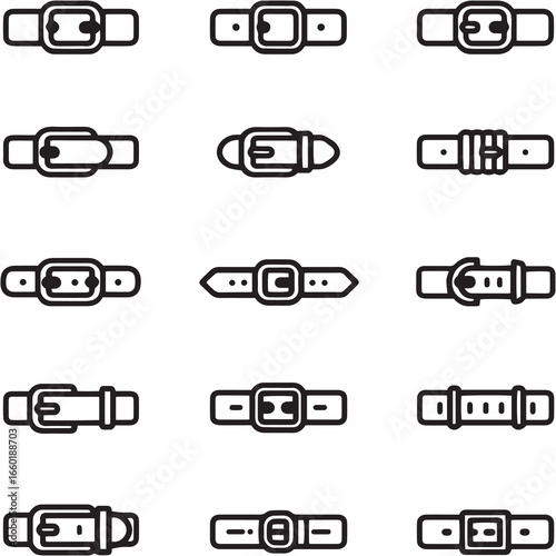 Couture Belt black Line Editable Icons set