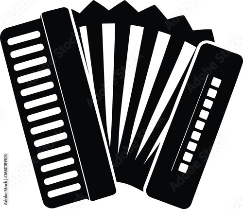 Black accordion silhouette on white background